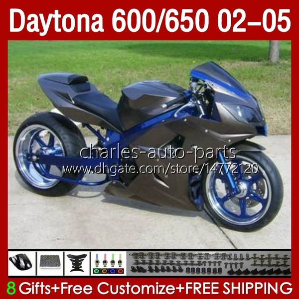 Carénages OEM pour Daytona 600CC 650CC 650 600 CC Daytona650 Noir mat 2002 2003 2004 2005 Carrosserie 132No.196 Daytona600 2002-2005 Daytona 600 02 03 04 05 Kit carrosserie ABS