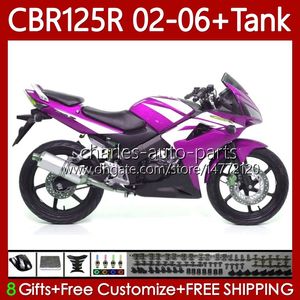 Carenados OEM para HONDA CBR-125 CBR 125 R CC 02-06 Carrocería 124No.139 CBR 125R 125CC CBR125R 2002 2003 2004 05 06 Rosa blanca CBR125RR CBR-125R 02 03 04 2005 2006 Cuerpo + Tanque