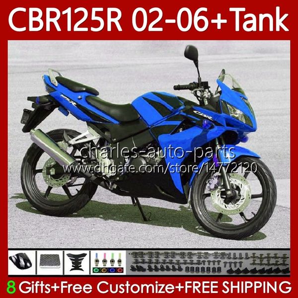 Carénages OEM Pour HONDA CBR-125 CBR 125 R CC 02-06 Carrosserie 124No.133 CBR 125R Noir bleu 125CC CBR125R 2002 2003 2004 05 06 CBR125RR CBR-125R 02 03 04 2005 2006 Corps + Réservoir