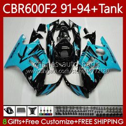 Carénages OEM pour HONDA CBR 600 CBR600 F2 FS CC 600FS 600F2 Cyan noir 1991-1994 63No.294 Bodys CBR600FS 600-F2 1991 1992 1993 1994 CBR600F2 600CC 91 92 93 94 Carrosserie