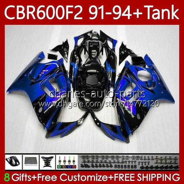 Carénages OEM pour HONDA CBR 600 CBR600 F2 FS CC 600FS 600F2 1991-1994 63No.301 Bodys CBR600FS 600-F2 Noir bleu 1991 1992 1993 1994 CBR600F2 600CC 91 92 93 94 Carrosserie