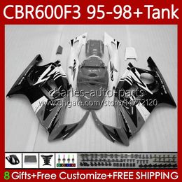 Carenados OEM para HONDA CBR 600 CBR600 F3 FS CC 600FS 600F3 1995-1998 64No.311 Bodys Gris blanco CBR600FS 600-F3 1995 1996 1997 1998 CBR600F3 600CC 95 96 97 98 Carrocería