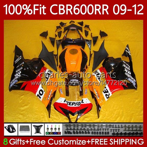 Carenados OEM para HONDA CBR 600 CBR600 RR CC F5 2009 2010 2011 2012 Cuerpo 69No.98 CBR 600F5 600RR 600CC 2009-2012 CBR600RR 09 10 11 12 Molde de inyección Carrocería Repsol naranja