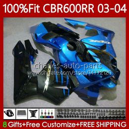 OEM-voogdingen voor HONDA CBR600F5 CBR 600 RR F5 CC 2003 2004 Body 71NO.110 CBR 600CC 600RR 600F5 Blauw Zwart 03-04 CBR-600 CBR600 RR CBR600RR 03 04 Injectie Mold Carrosserie