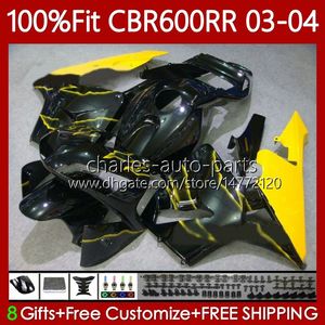 OEM-VIERKINGEN VOOR HONDA CBR600F5 CBR 600 RR F5 GELE VLAMES CC 2003 2004 BODY 71NO.109 CBR 600CC 600RR 600F5 03-04 CBR-600 CBR600 RR CBR600RR 03 04 Injectievorm Carrosserie