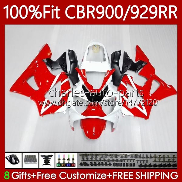 Carénages OEM pour HONDA CBR900 CBR929 RR 900CC 929CC 2000 2001 Corps 68No.91 CBR 929RR 900RR 900 929 Blanc rouge RR CC CBR929RR 00 01 CBR900RR 00-01 Carrosserie d'injection