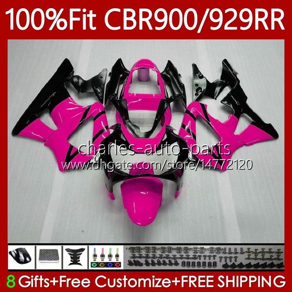 Carénages OEM pour HONDA CBR900 CBR929 RR 900CC Rose noir 929CC 2000 2001 Corps 68No.88 CBR 929RR 900RR 900 929 RR CC CBR929RR 00 01 CBR900RR 00-01 Carrosserie d'injection