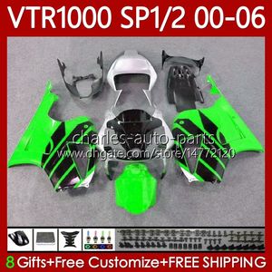 Carenados OEM para HONDA VTR RTV 1000 VTR1000 2000 2001 2002 2003 04 05 06 Cuerpo 123No.187 RC51 SP1 Verde negro RTV1000 00-06 SP2 VTR-1000 00 01 02 03 2004 2005 2006 Carrocería