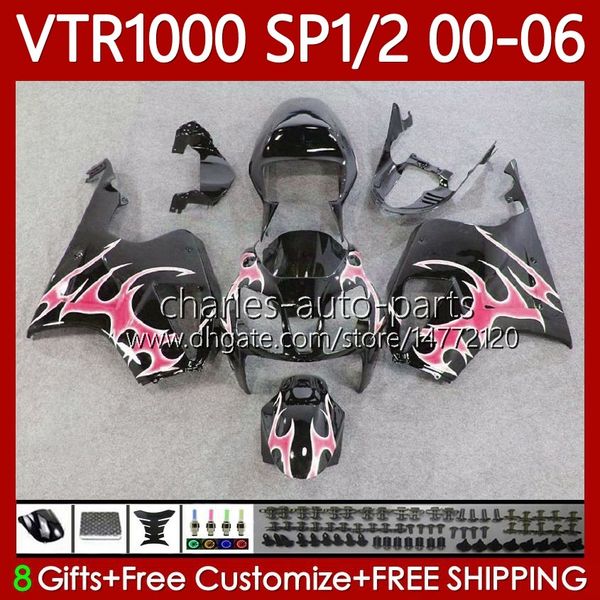 Carenados OEM para HONDA VTR RTV 1000 VTR1000 2000 2001 2002 2003 04 05 06 Cuerpo 123No.194 Llamas rojas RC51 SP1 RTV1000 00-06 SP2 VTR-1000 00 01 02 03 2004 2005 2006 Carrocería