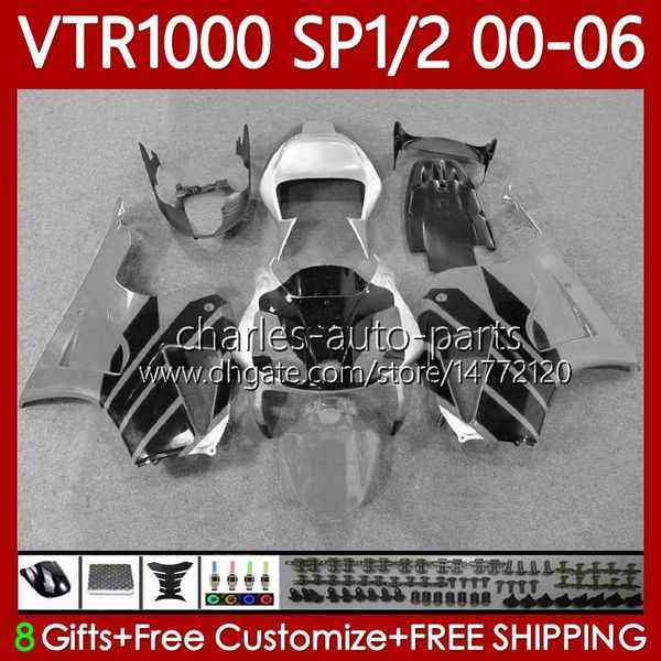 Carenados OEM para HONDA VTR RTV 1000 VTR1000 2000 2001 2002 2003 Gris negro 04 05 06 Cuerpo 123No.193 RC51 SP1 RTV1000 00-06 SP2 VTR-1000 00 01 02 03 2004 2005 2006 Carrocería