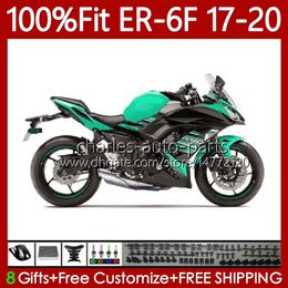 Carénages OEM pour KAWASAKI NINJA 650R ER6 F ER 6F 650 R ER-6F ER6F 17 18 19 20 Carrosserie 137No.49 ER6-F 2017 2018 2019 2020 Cyan noir 650-R 2017-2020 Kit de carrosserie de moulage par injection