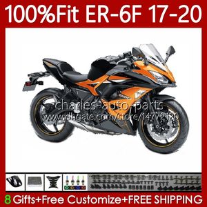 Carénages OEM pour KAWASAKI NINJA 650R ER6 F ER 6F 650 R ER-6F ER6F 17 18 19 20 Carrosserie 137No.30 ER6-F 2017 2018 2019 2020 650-R 2017-2020 Kit de corps de moulage par injection Orange noir