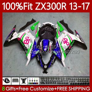 Carénages OEM pour KAWASAKI NINJA EX ZX 3R 300 300R EX-300 ZX300 125No.158 ZX-3R Vert bleu blk ZX-300R ZX3R ZX300R 13 14 15 2016 2017 EX300R 2013 2014 2015 16 17 Corps d'injection