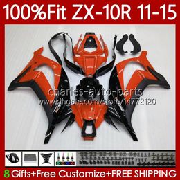 Carénages OEM Pour KAWASAKI NINJA ZX-10R ZX 1000 CC 10 R 2011 2012 2013 2014 2015 101No.110 ZX1000 Orange Noir C ZX 10R 1000CC 11-15 ZX-1000 ZX10R 11 12 13 14 15 Corps d'injection