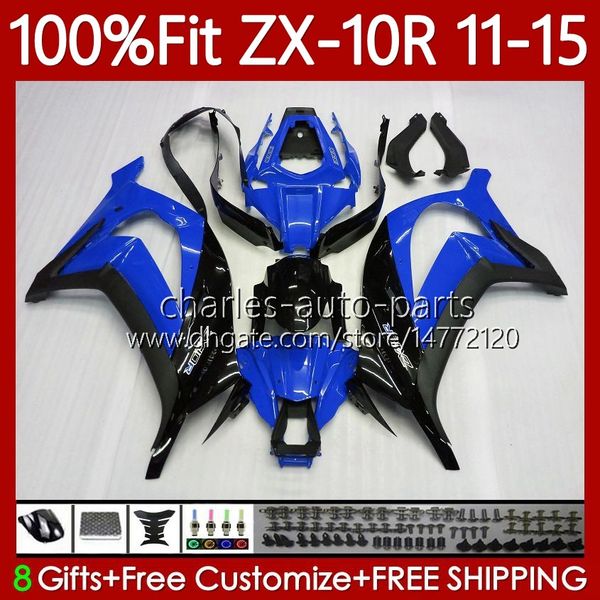 Carénages OEM pour KAWASAKI NINJA ZX-10R ZX 1000 CC 10 R 2011 2012 2013 2014 2015 Bleu noir 101No.107 ZX1000 C ZX 10R 1000CC 11-15 ZX-1000 ZX10R 11 12 13 14 15 Corps d'injection