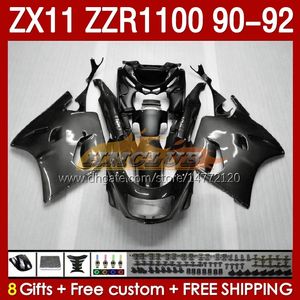 OEM-kuipen voor Kawasaki Ninja Zzr1100 ZX 11 R 11R 1990-1992 Body 164No.78 ZX-11 R ZZR 1100 CC ZX-11R ZZR-1100 ZX11R 90 91 92 ZX11 R 1990 1990 1991 1992 Grijs Gray Gray Gray glossy