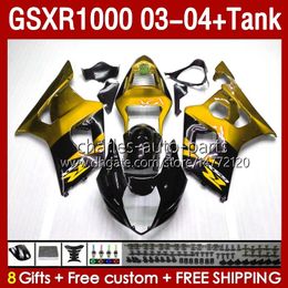 OEM-kuipen voor Suzuki GSXR-1000 K 3 GSXR 1000 CC K3 03 04 BODYS 147NO.138 GSX-R1000 1000CC GSXR1000 03-04 GSX R1000 2003 2004 Injectie Mold Keer Tank Golden Stock Golden Stock Golden Stock