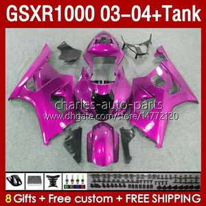 OEM-kuipen voor Suzuki GSXR-1000 K 3 GSXR 1000 CC K3 03 04 BODYS 147NO.160 GSX-R1000 1000CC GSXR1000 03-04 GSX R1000 2003 2004 Injectie Mold Fairing Tank Gloss Pink