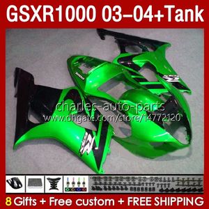 OEM-kuipen voor Suzuki GSXR-1000 K 3 GSXR 1000 CC K3 03 04 BODYS 147NO.178 GSX-R1000 1000CC GSXR1000 03-04 GSX R1000 2003 2004 Injectie Mold Fairing Tank Green Stock BoLK
