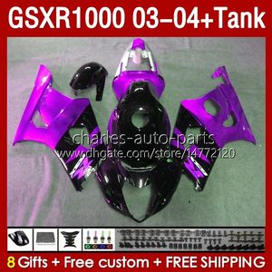 Carénages OEM pour SUZUKI GSXR-1000 K 3 GSXR 1000 CC K3 03 04 Bodys 147No.170 GSX-R1000 1000CC GSXR1000 03-04 GSX R1000 2003 2004 Moule d'injection Carénage Réservoir violet stock