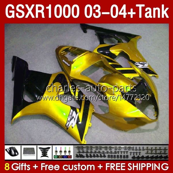 Ordenes OEM para Suzuki GSXR-1000 K 3 GSXR 1000 CC K3 03 04 04 Bodys 147No.177 GSX-R1000 1000CC GSXR1000 03-04 GSX R1000 2003 2004 Molde de inyección Causa de oro Dorado Glossy