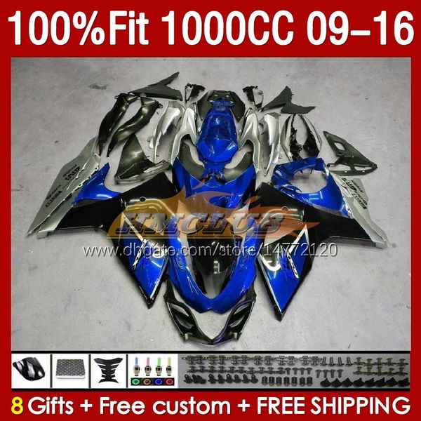 Carénages OEM Pour SUZUKI GSXR1000 GSXR 1000 CC 2009 2010 2011 2012 2013 14 15 16 151No.140 1000CC K9 GSXR-1000 09 10 11 12 13 2014 2015 2016 Carénage d'injection bleu argenté