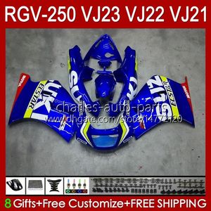 OEM-Verkleidungen für Suzuki RGV250 voll blau glänzend SAPC VJ23 RVG250 250CC VJ 23 Verkleidung RGV-250CC 97 98 Karosserie 107HC.13 RGV-250 Panel RGVT-250 RGVT RGV 250 CC 1997 1998 Karosserien