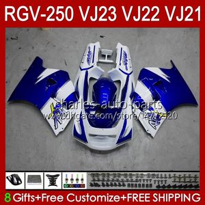 Carénages OEM pour SUZUKI RGV250 SAPC VJ23 RVG250 250CC VJ 23 Capot RGV-250CC 97 98 Carrosserie bleu brillant noir 107HC.11 RGV-250 Panneau RGVT-250 RGVT RGV 250 CC 1997 1998 Corps