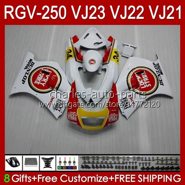 Carénages OEM pour SUZUKI RGV250 SAPC VJ23 RVG250 250CC VJ 23 Capot RGV-250CC 97 98 Carrosserie 107HC.3 rouge blanc stock RGV-250 Panneau RGVT-250 RGVT RGV 250 CC 1997 1998 Corps