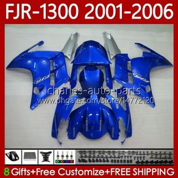 Carénages OEM pour Yamaha FJR-1300 FJR 1300 A CC FJR1300 01 02 03 04 05 06 Corps de moto 106No.35 FJR-1300A 2001 2002 2003 2004 2005 2006 FJR1300A 01-06 Kit de carrosserie Bleu brillant