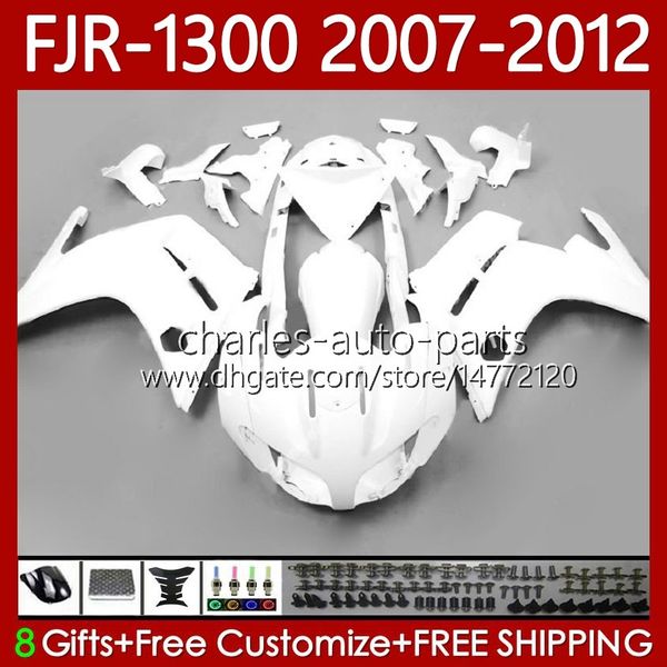 PAQUEMAS OEM PARA YAMAHA FJR-1300 FJR 1300 A CC FJR1300 07 08 09 10 11 12 Moto Gloss White Body 108NO.40 FJR-1300A 2007 2009 2010 2011 2012 FJR1300A 01-12 Bodywork Kit