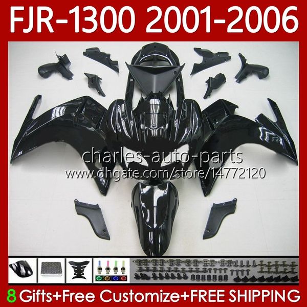 Carenados OEM para YAMAHA FJR-1300 FJR 1300 A CC FJR1300 Negro brillante 01 02 03 04 05 06 Moto Body 106No.39 FJR-1300A 2001 2002 2003 2004 2005 2006 FJR1300A 01-06 Kit de carrocería