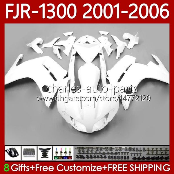 Carénages OEM pour YAMAHA FJR-1300 FJR 1300 A CC FJR1300 01 02 03 04 05 06 Moto Body 106No.40 FJR-1300A Blanc brillant 2001 2002 2003 2004 2005 2006 FJR1300A 01-06 Kit de carrosserie