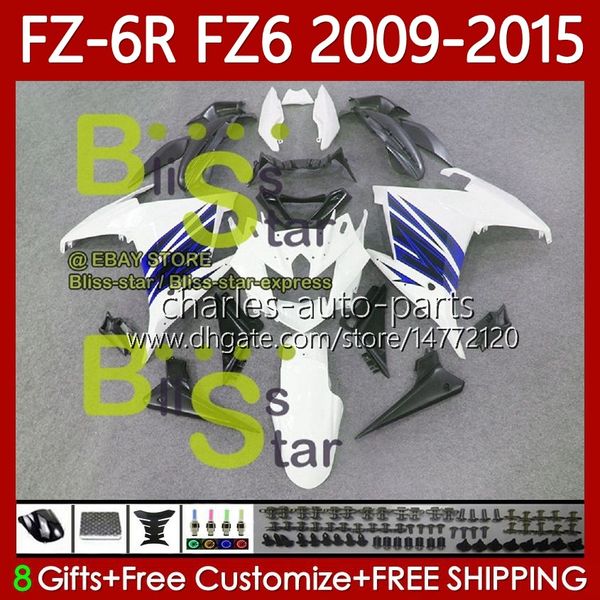 Carénages OEM Pour YAMAHA FZ 6R 6N 6 FZ6 R N 600 FZ-6R FZ600 FZ6R 2009 2010 2011 2012 2013 2014 2015 Corps 103No.114 FZ-6N 09 10 11 12 13 14 15 FZ6N 09-15 Kit Carrosserie Blanc bleu