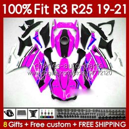 OEM-kuipen voor Yamaha YZF R 3 25 YZFR3 YZFR25 2019 2020 2021 Body 141No.100 100% Fit YZF-R3 YZF-R25 2019-2021 Frame R3 R25 19 20 21 Spuitgiet Glanzen Pink