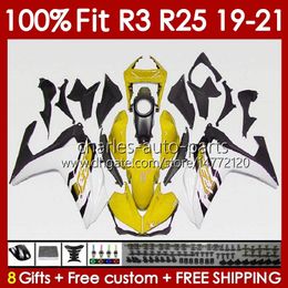 OEM-kuipen voor Yamaha YZF R 3 25 YZFR3 YZFR25 2019 2020 2021 Body 141No.97 100% Fit YZF-R3 YZF-R25 2019-2021 Frame R3 R25 19 20 21 Spuitgiet Kit Geel Stock