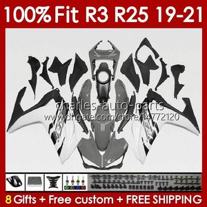 OEM-kuipen voor Yamaha YZF R 3 25 YZFR3 YZFR25 2019 2020 2021 Body 141no.98 100% Fit YZF-R3 YZF-R25 2019-2021 Frame R3 R25 19 20 21 Spuitgiet Kit Wit Witte Gray