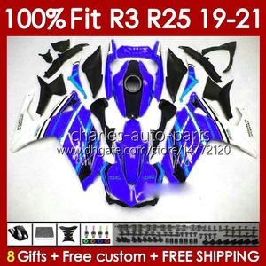 Carenados OEM para YAMAHA YZF R 3 25 YZFR3 YZFR25 2019 2020 2021 Cuerpo 141No.103 100% Ajuste YZF-R3 YZF-R25 2019-2021 Marco R3 R25 19 20 21 Molde de inyección Kit de carrocería azul brillante