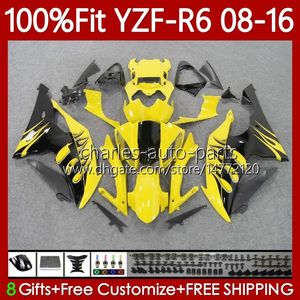 Carénages OEM Pour YAMAHA YZF R 6 YZF R6 600 YZF-R6 Yellowflames YZF600 99No.66 YZF-600 2008 2009 2010 2011 2012 2013 2014 2015 2016 YZFR6 08 09 10 11 12 13 15 16 Corps d'injection