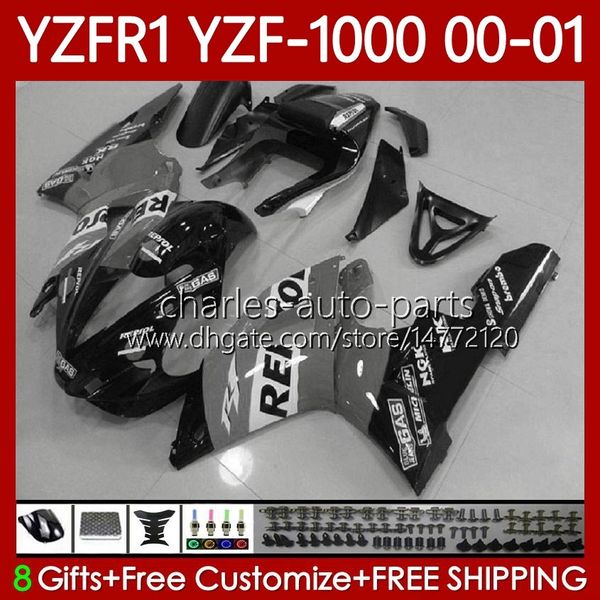 Carénages OEM pour Yamaha YZF-R1 Gris Repsol YZF1000 YZF R 1 1000 CC YZFR1 00 01 02 03 Carrosserie 83No.108 YZF R1 1000CC 2000 2001 2002 2003 YZF-1000 00-03 Kit de carrosserie de moto