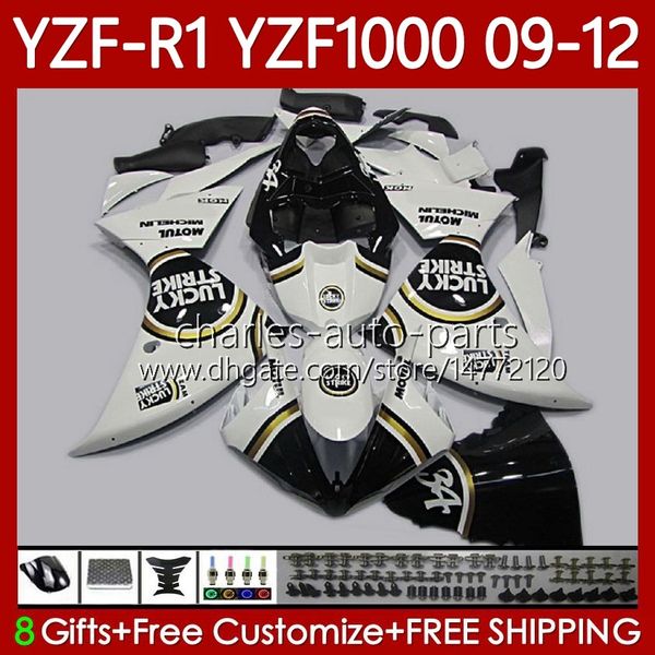 Carénages OEM pour Yamaha YZF-R1 YZF R1 1000 CC YZF1000 YZFR1 Lucky blanc 09 10 11 12 Carrosserie 92No.60 YZF R 1 1000CC 2009 2010 2011 2012 YZF-1000 2009-2012 Kit carrosserie MOTO