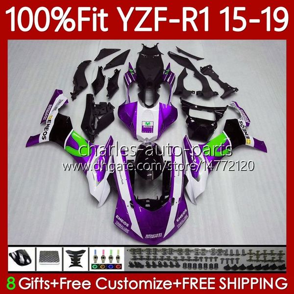 Carenados OEM para YAMAHA YZF-R1 YZF1000 Blanco púrpura YZF R 1 1000CC 15-19 Cuerpo 104No.52 YZF R1 1000 C YZFR1 15 16 17 18 19 YZF-1000 2015 2016 2017 2018 2019 Carrocería de inyección