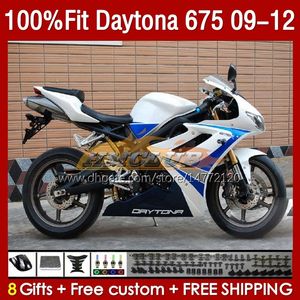 Kit de carénage OEM pour Daytona 675 675R 09 10 11 12 Corps 150No.63 Daytona675 2009 2010 2011 2012 Carrosseries Daytona 675 R 2009-2012 Carénage par injection bleu blanc noir