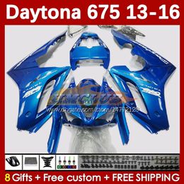 Kit de carenados OEM para Daytona 675 675R 13 14 15 16 2013 2014 2015 2016 Carrocerías MOTO perla azul 166No.74 Daytona675 Body Daytona 675 R 2013-2016 Carenado de motocicleta