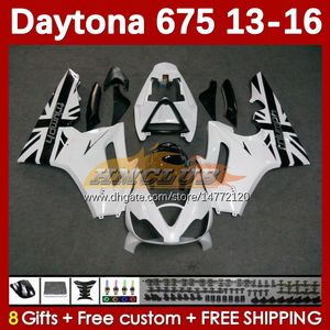 Kit de camencements OEM pour Daytona 675 675r 13 14 15 16 White Stock 2013 2014 2015 2016 Moto Bodyworks 166No.82 Daytona675 Body Daytona 675 R 2013-2016 Familing de moto