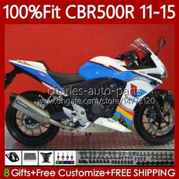 OEM-backset voor HONDA CBR 500 R CC 500R RR 2011 2012 2013 2014 2015 lichaam 126NO.89 CBR500RR White Blue CBR500 RR 11-15 CBR500R 11 12 13 14 15 Injectie Mold Carrosserie