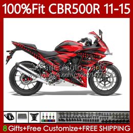 Kit de carenado OEM para HONDA CBR 500 R CC 500R RR 2011 2012 2013 2014 2015 Cuerpo 126No.91 CBR500RR CBR500 RR Rojo Negro 11-15 CBR500R 11 12 13 14 15 Molde de inyección Carrocería