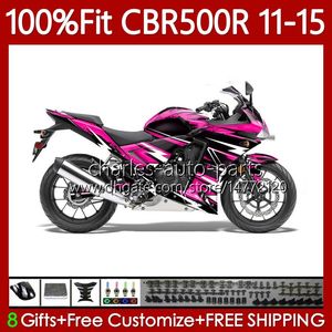 OEM-FUNLINGS KIT VOOR HONDA CBR 500 R CC 500R RR 2011 2012 2013 2014 2015 Body 126NO.86 CBR500RR Roze Zwart CBR500 RR 11-15 CBR500R 11 12 13 14 15 Injectie Mold Carrosserie