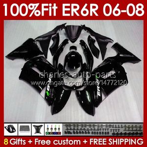 OEM Fairings-kit voor Kawasaki Ninja ER6 650 R ER 6 F 650R ER6F 06 07 08 Body 139No.84 650-R ER 6F ER-6F 2006 2007 2008 650R-ER6F 06-08 Instinie Schimmel Lichaamswerk Glanzen Zwart