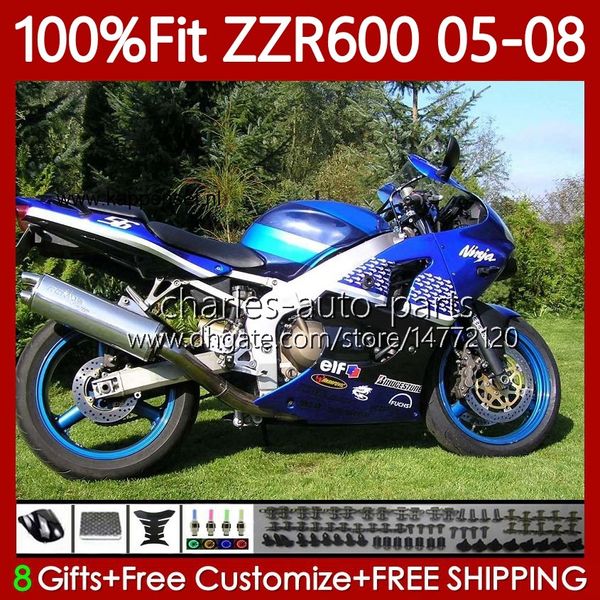 Kit de carénage OEM pour KAWASAKI NINJA ZZR600 ZZR-600 600 CC 05-08 Carrosserie 134No.174 100% Fit ZZR Bleu noir 600 2005 2006 2007 2008 600CC 05 06 07 08 Corps de moulage par injection